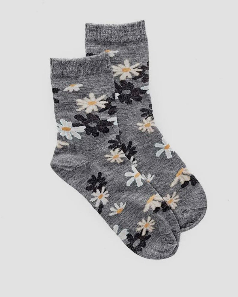 Daisy Bloom Socks / Grey Mix