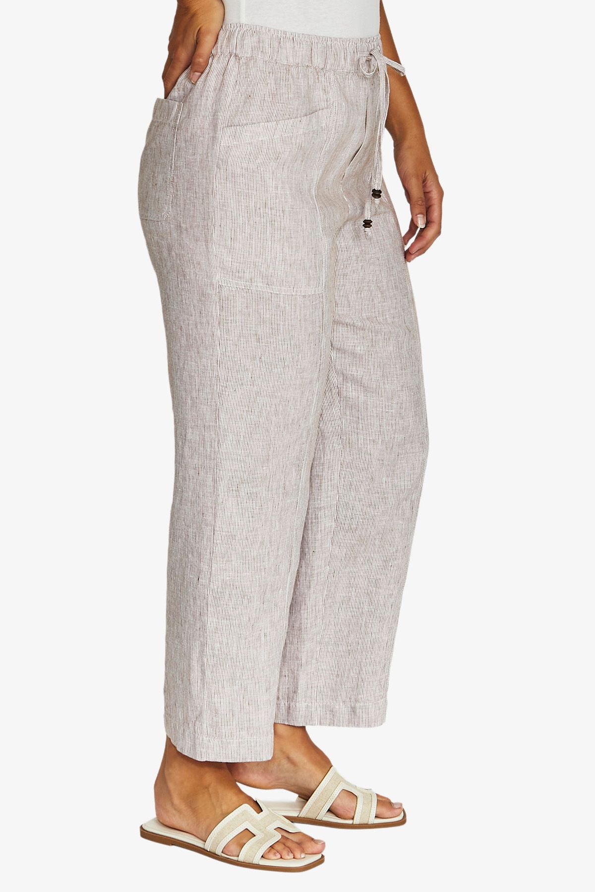 Core Stripe D/String Pant / Chestnut - White