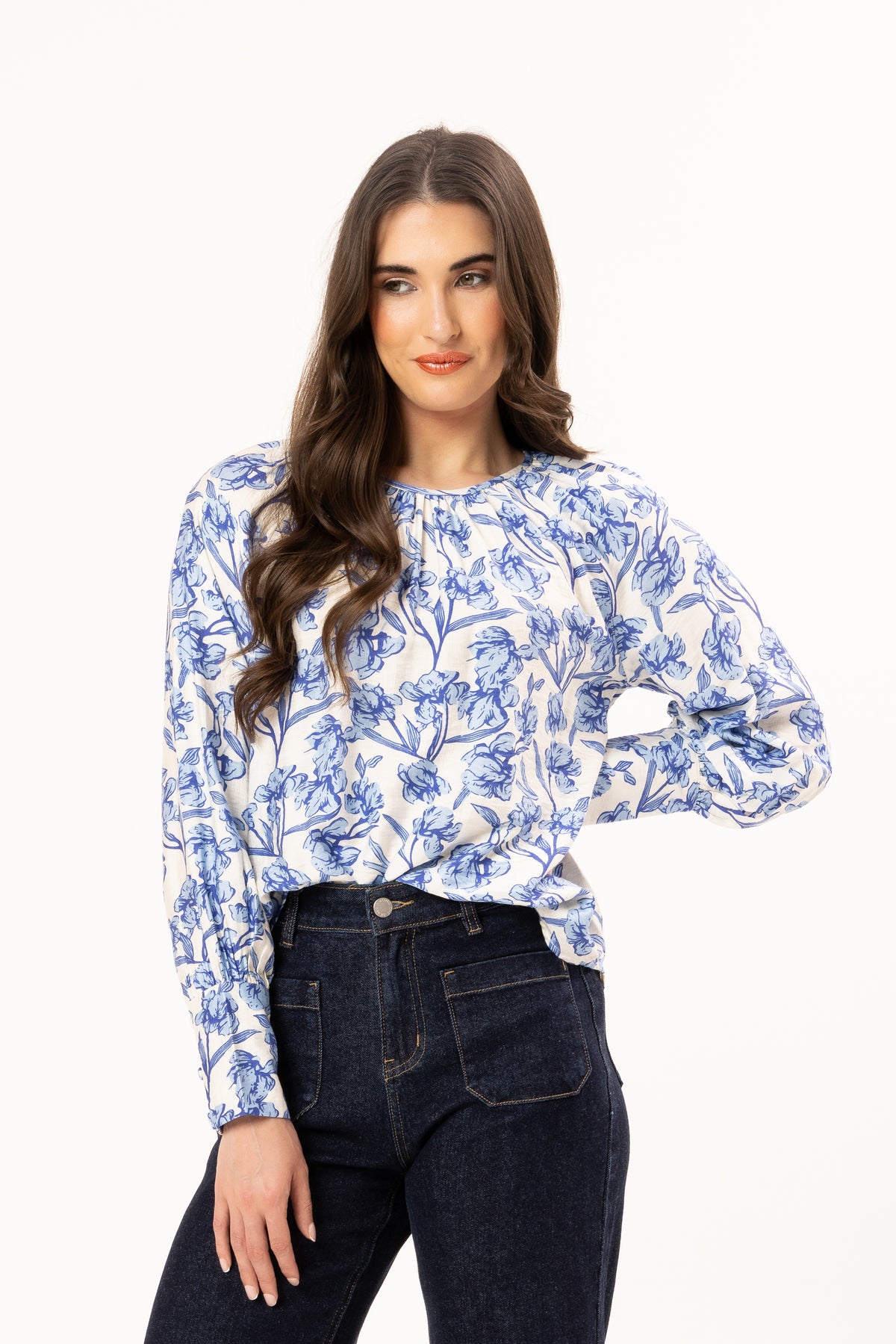 Centered Top / Blue Bloom - Girl Next Door Fashion