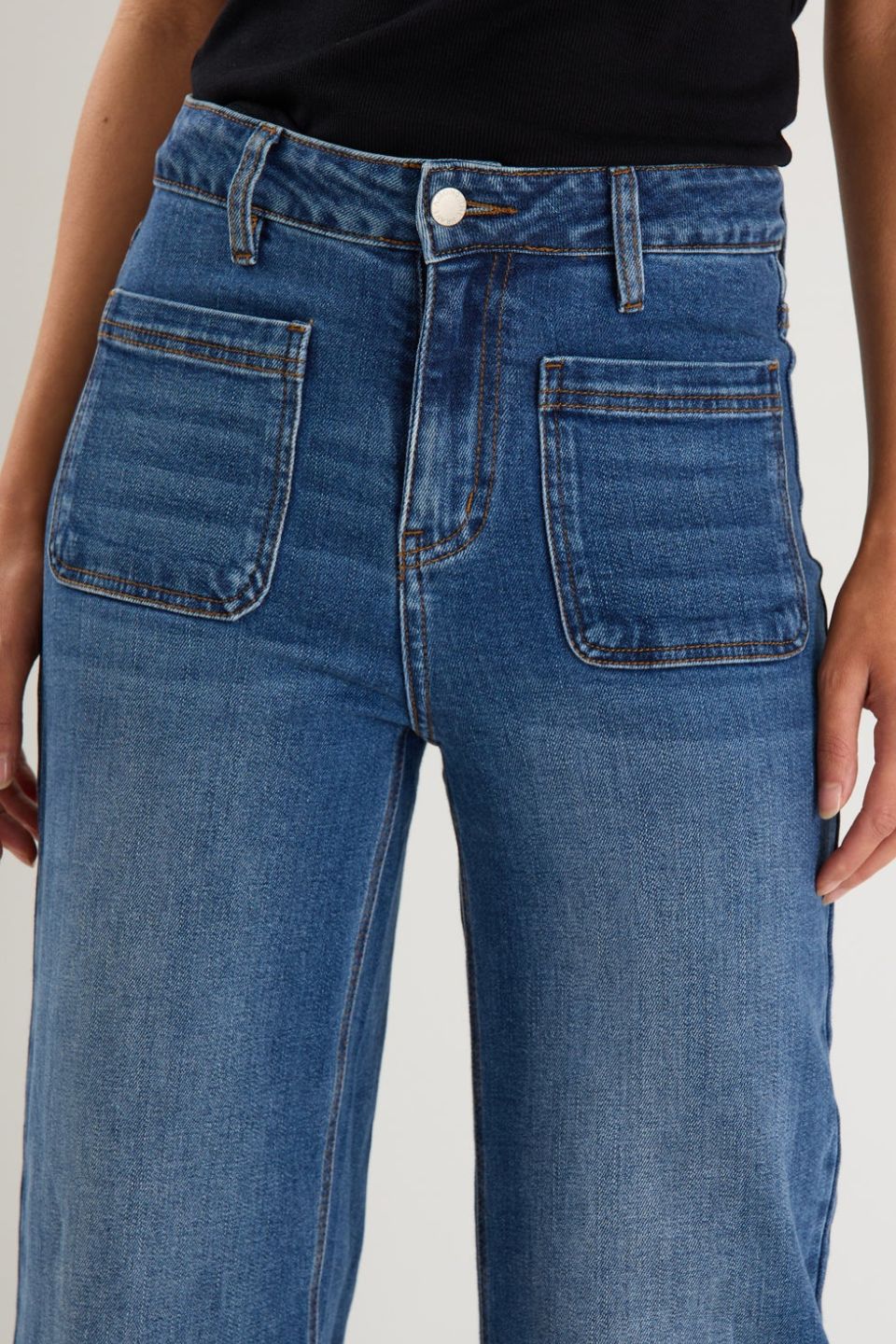 Zoey PETITE High Rise Wide Leg Pocket Jean - Marine Blue