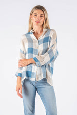 Nia Linen Shirt - Blue/Beige