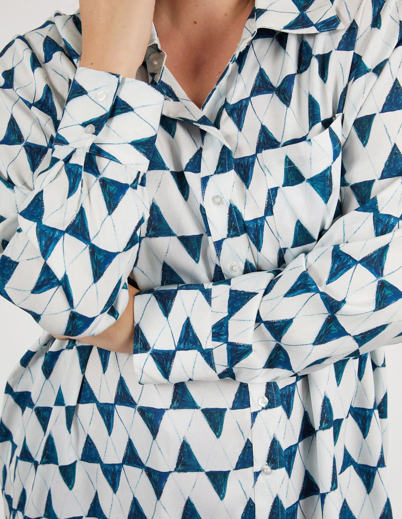 Janey Geo Shirt - Navy Geo Print