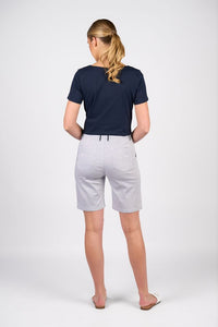 Slim Leg Above Knee Short with Contrast Trim - Ink/White Stripe