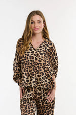 Monroe Batwing Shirt - Leopard Print Brown/Beige