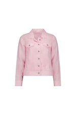 Linen Jacket with Frayed Seams - Light Pink