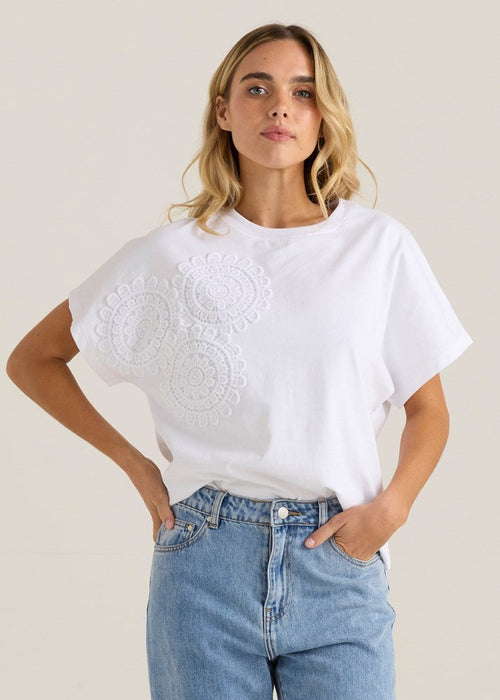 Mira Crochet Tee- white - Girl Next Door Fashion