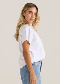 Mira Crochet Tee- white