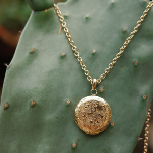 2046-0279 Pure Steel Necklace Flower Locket - Gold