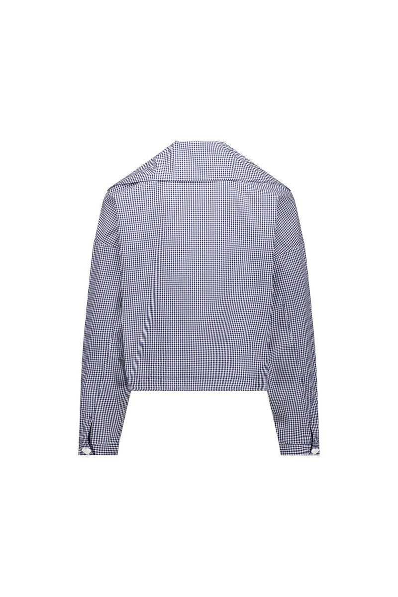 Wide Collar Lightweight Jacket - Ink Check