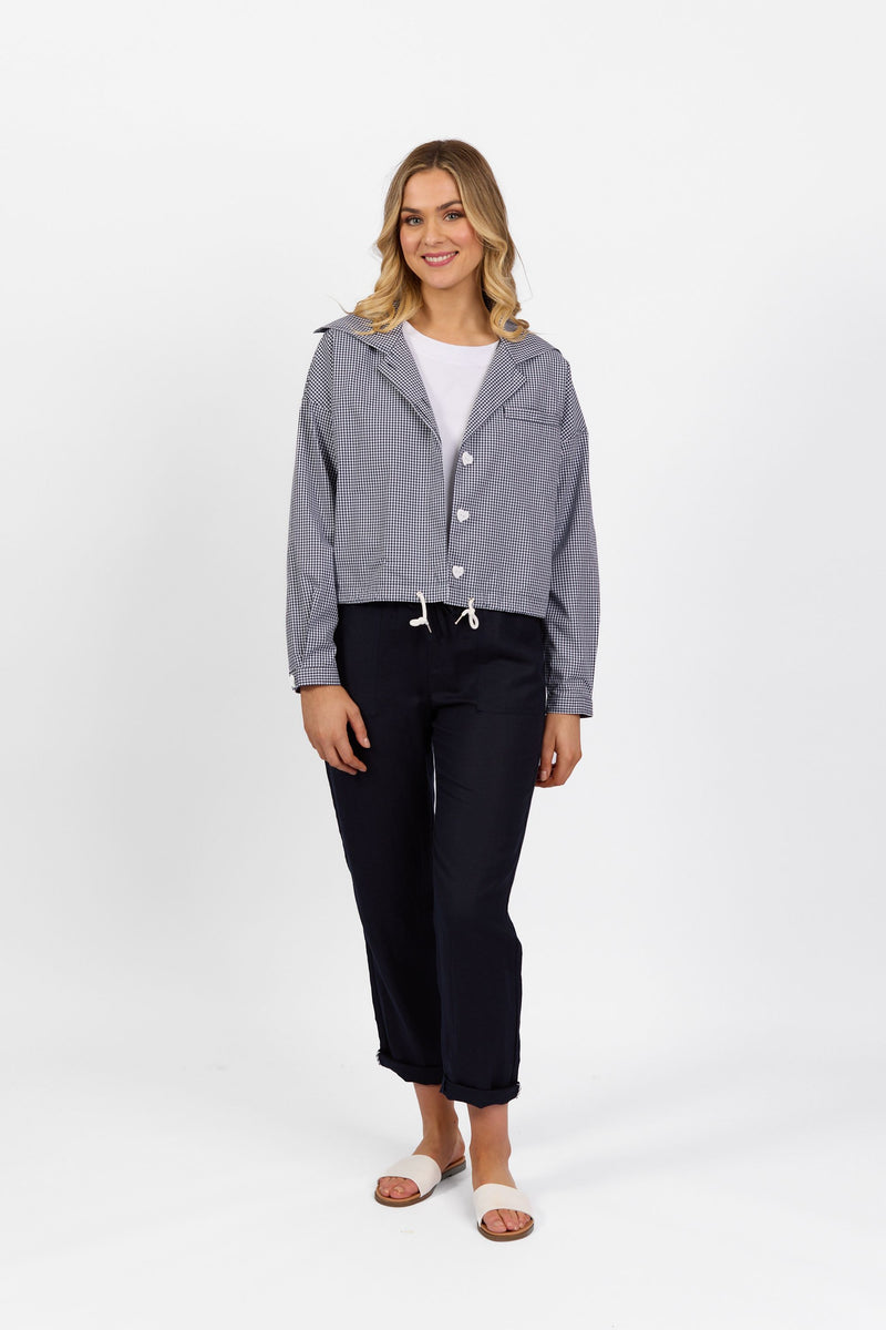 Wide Collar Lightweight Jacket - Ink Check