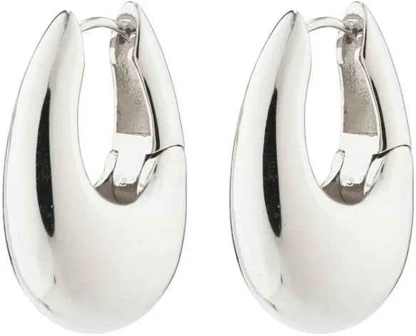 Autumn Chunky Retro Hoop Earrings - Silver Plated