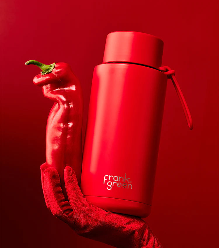 Ceramic Reusable Bottle - Atomic Red 34oz 1Lt