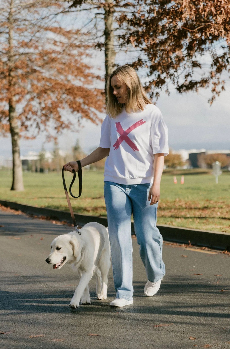 Wylder Tee - White w Candy Pink X