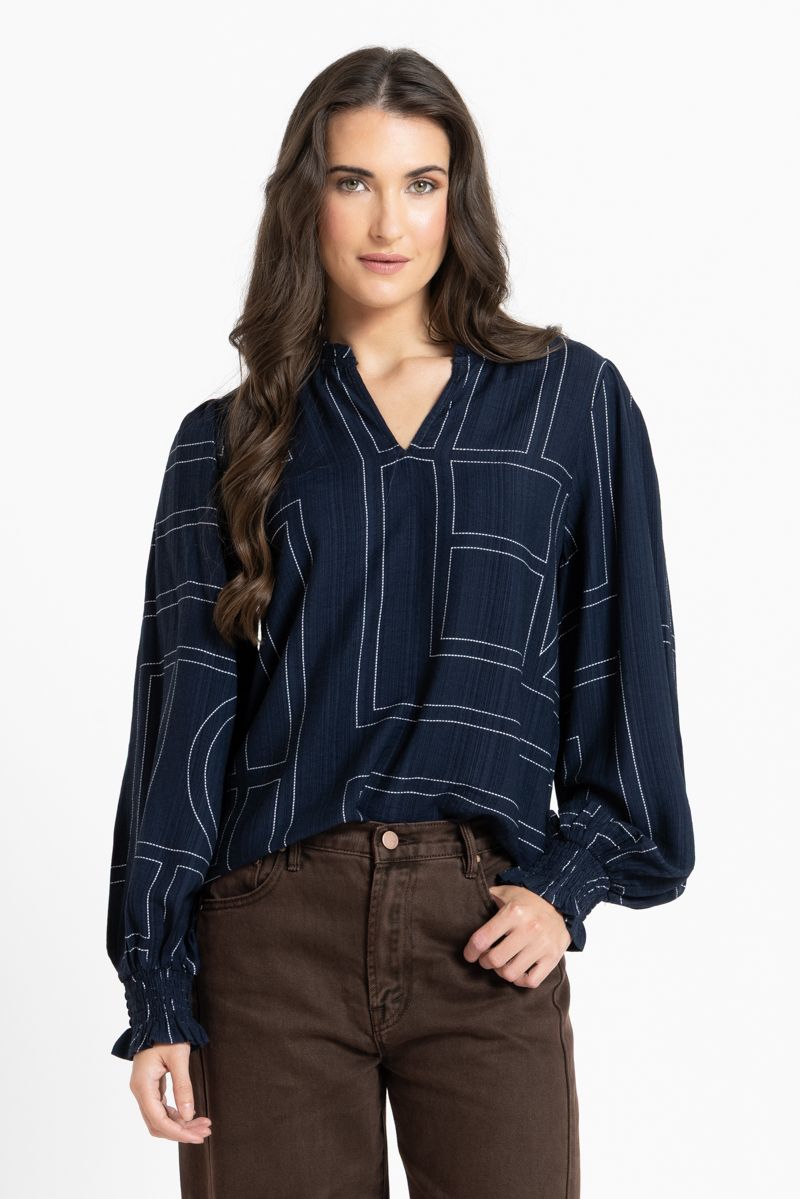 Movement Blouse / Navy Geo