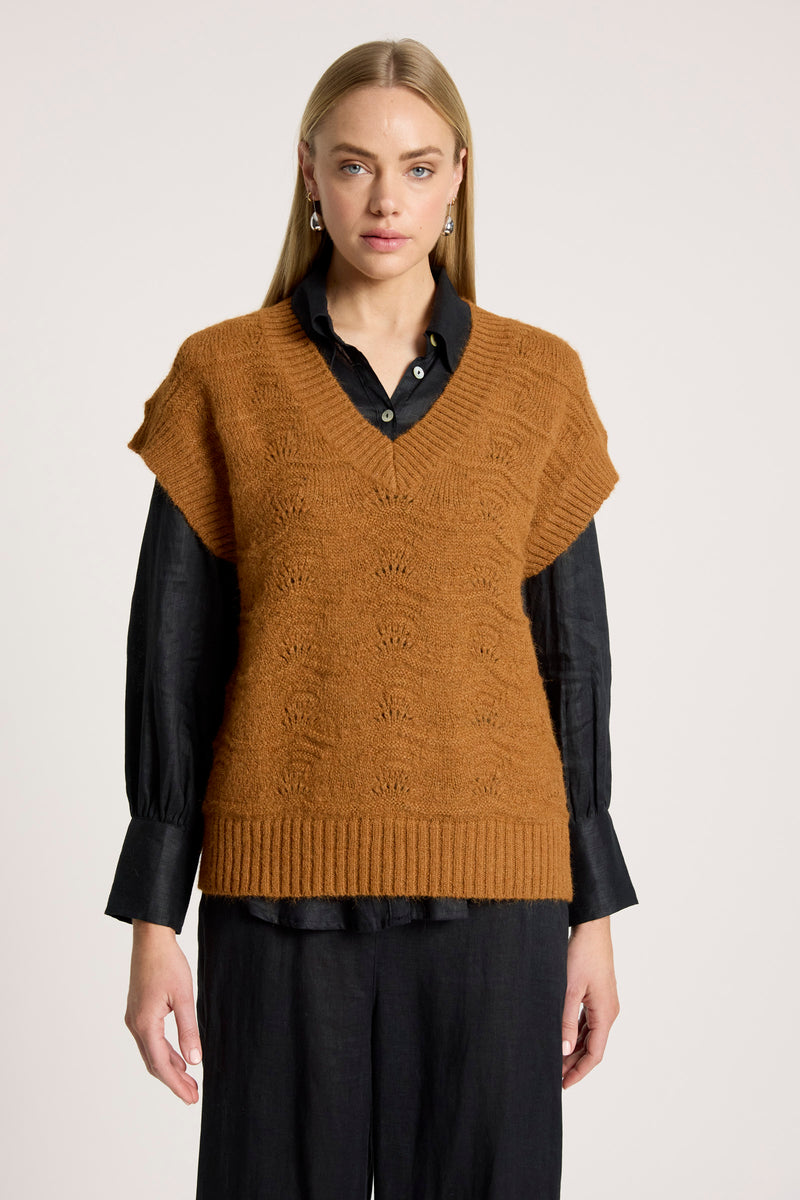 Orin Knit Vest - Caramel - Girl Next Door Fashion