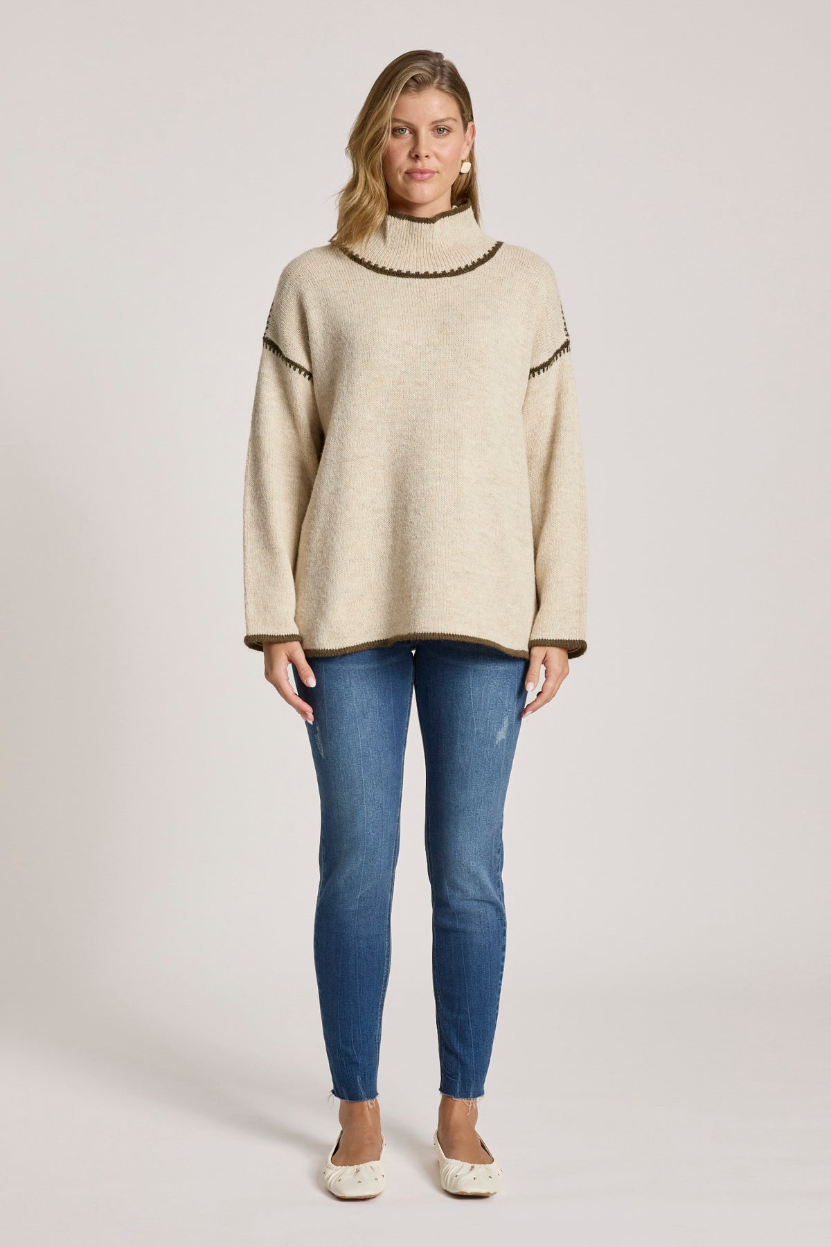 Orin Jumper - Dune/Olive - Girl Next Door Fashion