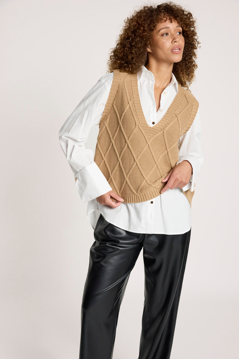 Liora Knit Vest - Mocha - Girl Next Door Fashion
