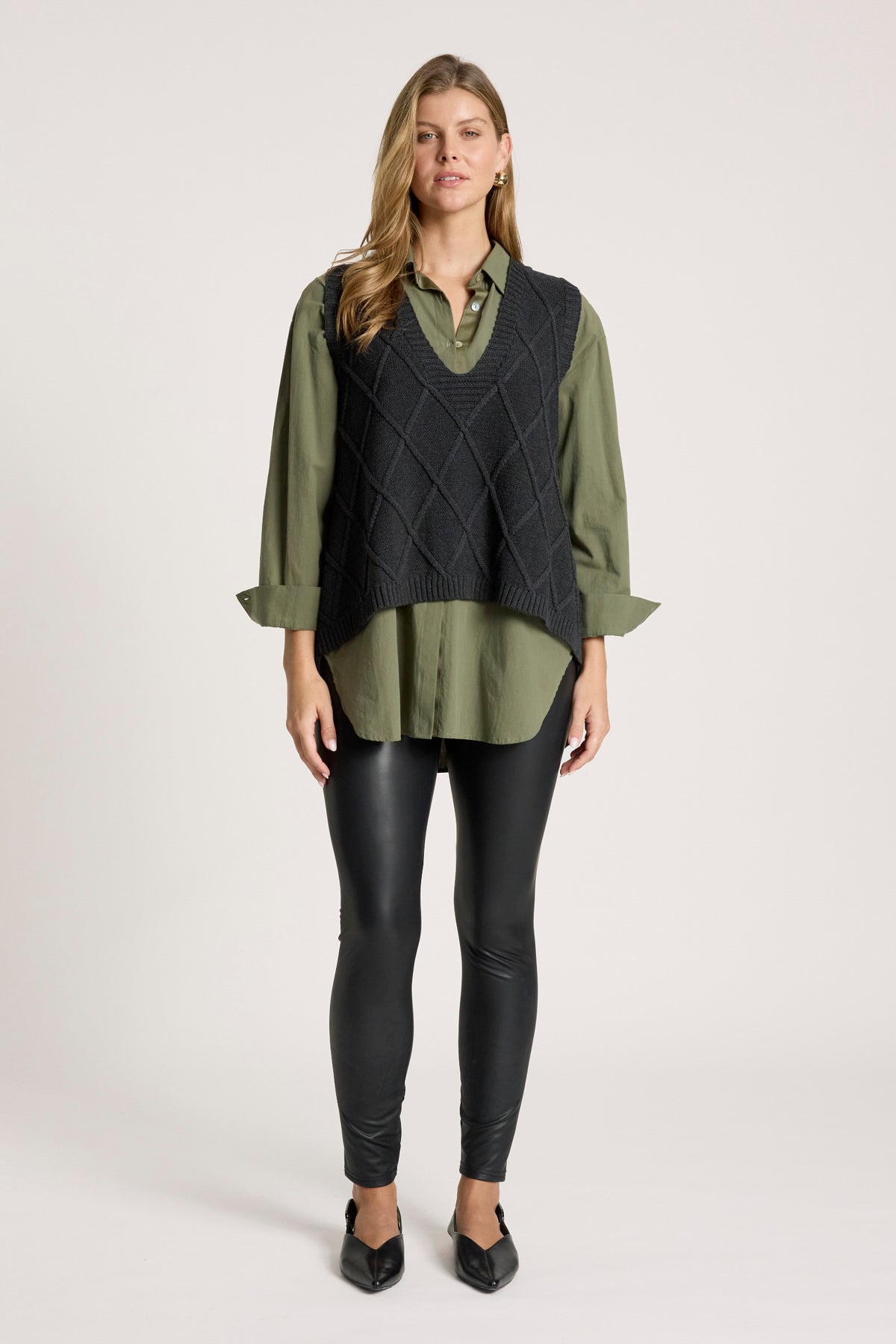 Liora Knit Vest - Char - Girl Next Door Fashion