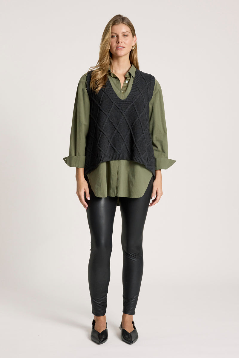 Liora Knit Vest - Char - Girl Next Door Fashion
