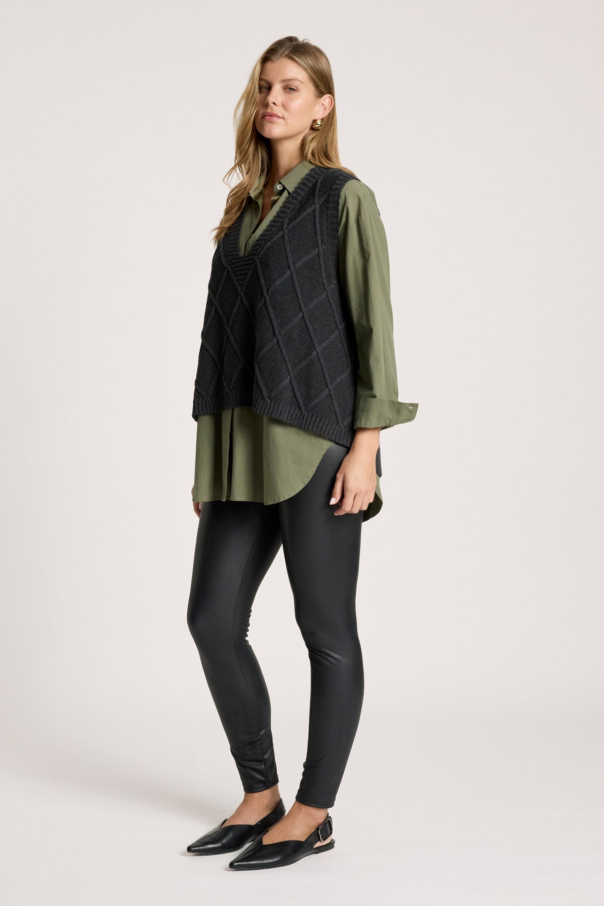 Liora Knit Vest - Char - Girl Next Door Fashion