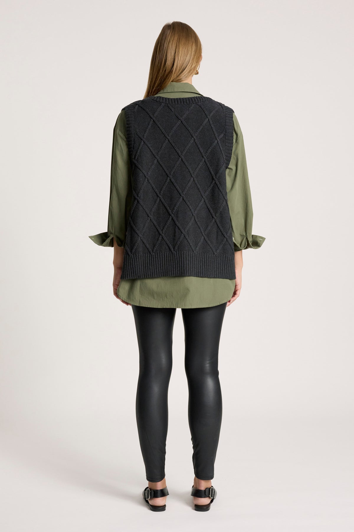 Liora Knit Vest - Char - Girl Next Door Fashion