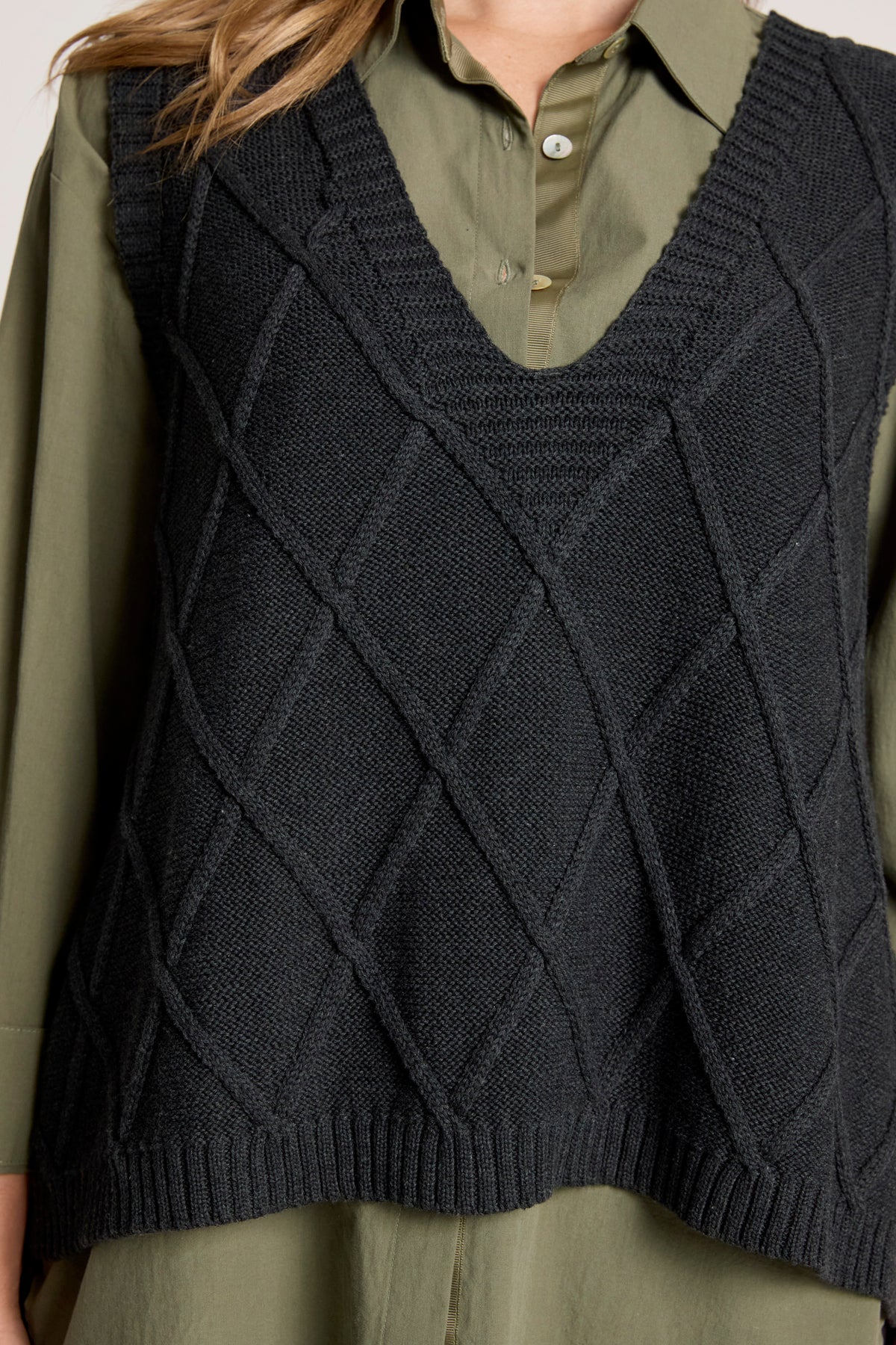 Liora Knit Vest - Char - Girl Next Door Fashion