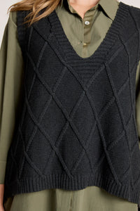 Liora Knit Vest - Char - Girl Next Door Fashion