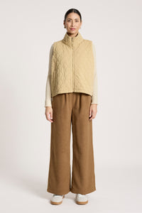 Sansi Quilted Crop Vest - Dune - Girl Next Door Fashion