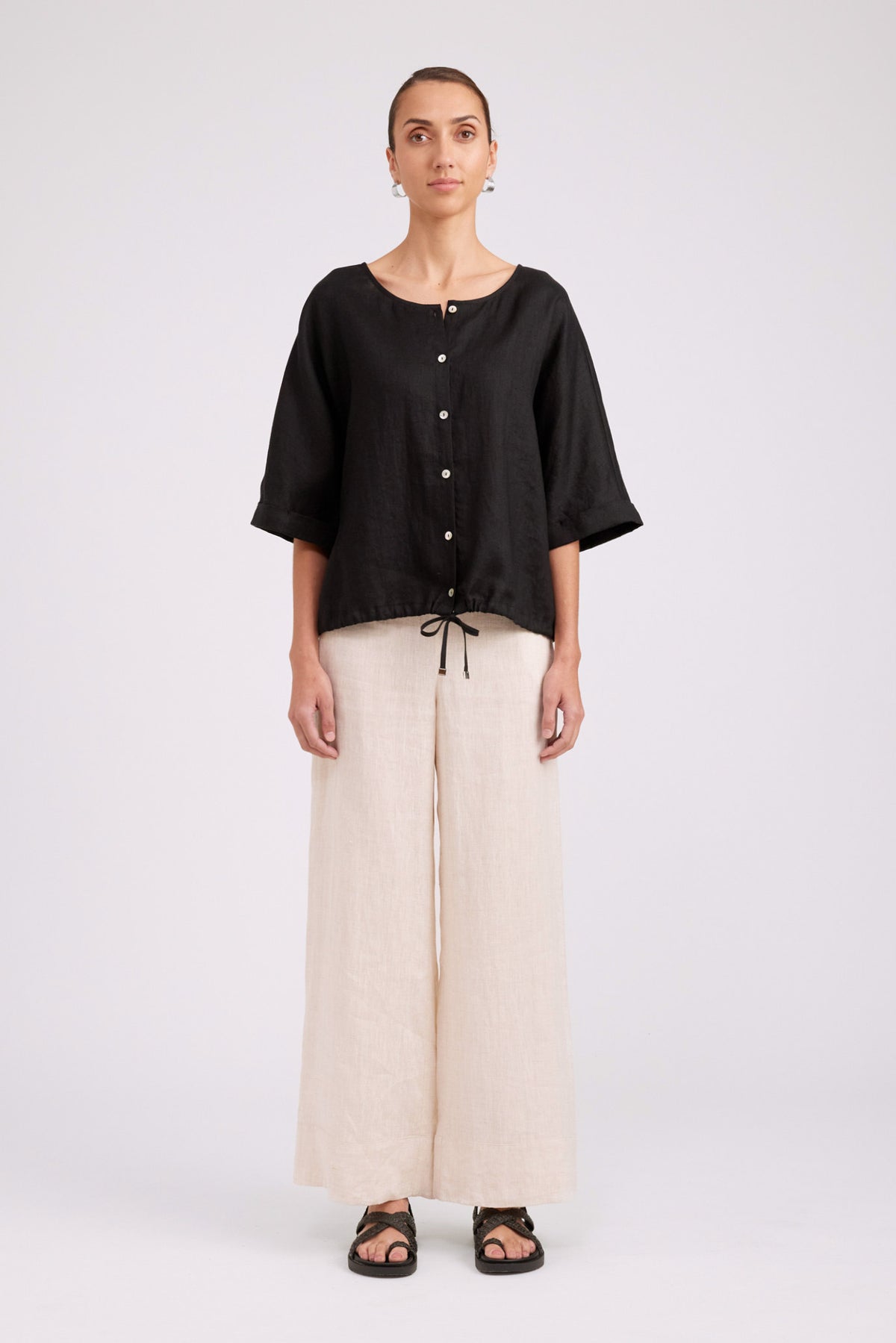 Studio Button Top - Black