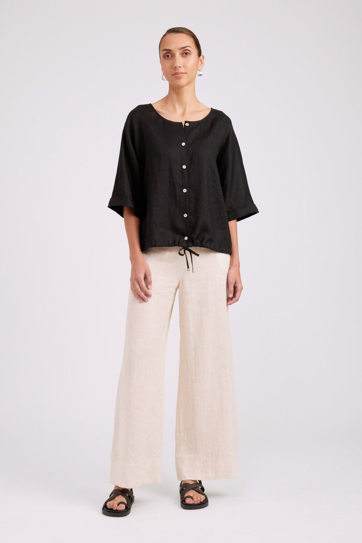 Studio Button Top - Black