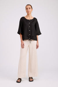 Studio Button Top - Black