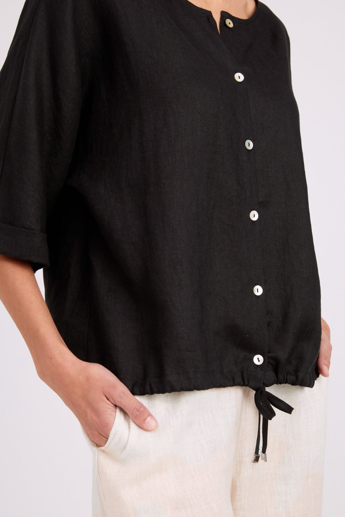 Studio Button Top - Black