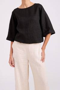 Studio Button Top - Black