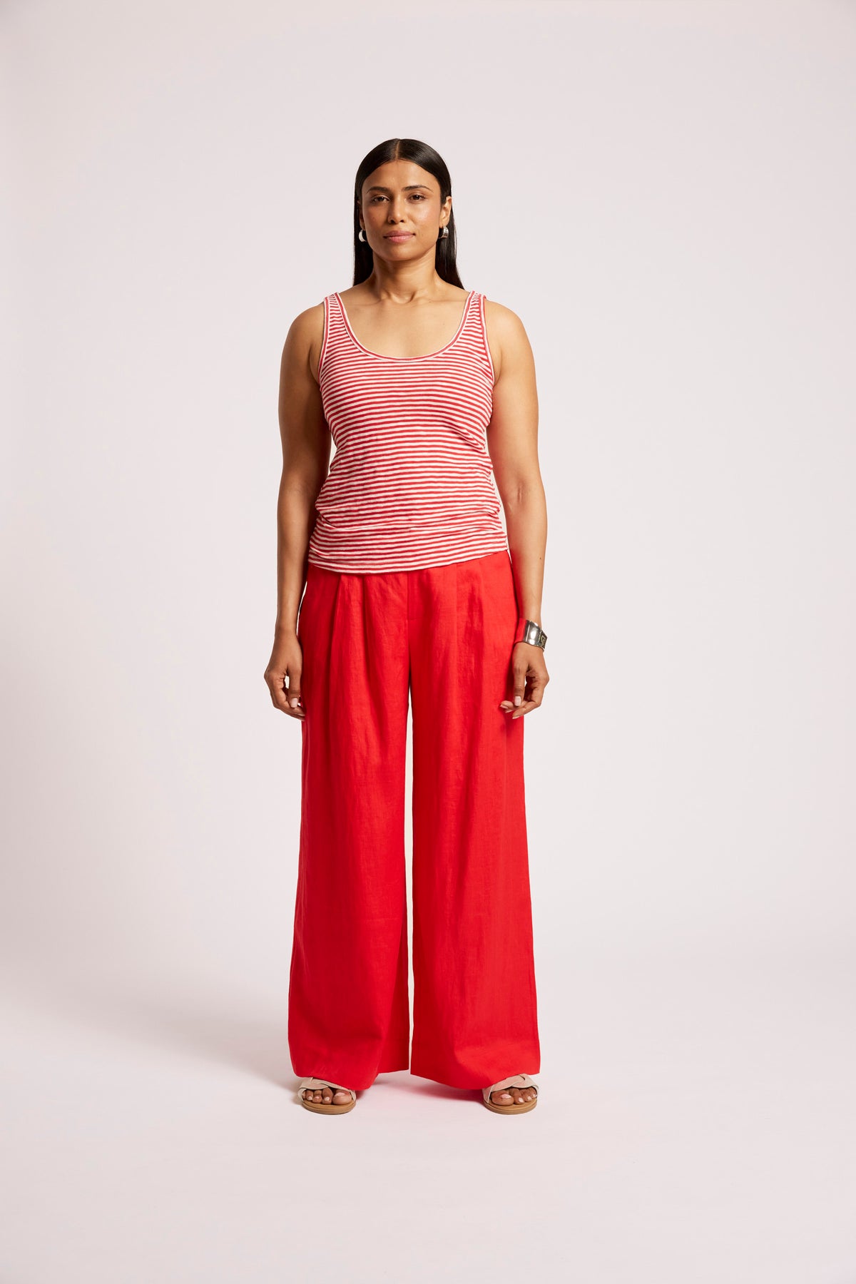 Casa Stripe Tank - Aperol/White