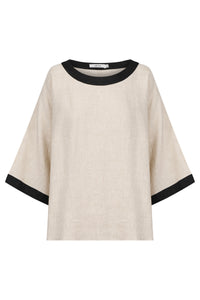 Maris Relaxed Splice Top - Tusk/Black