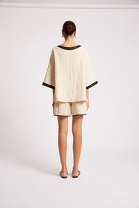 Maris Relaxed Splice Top - Tusk/Black