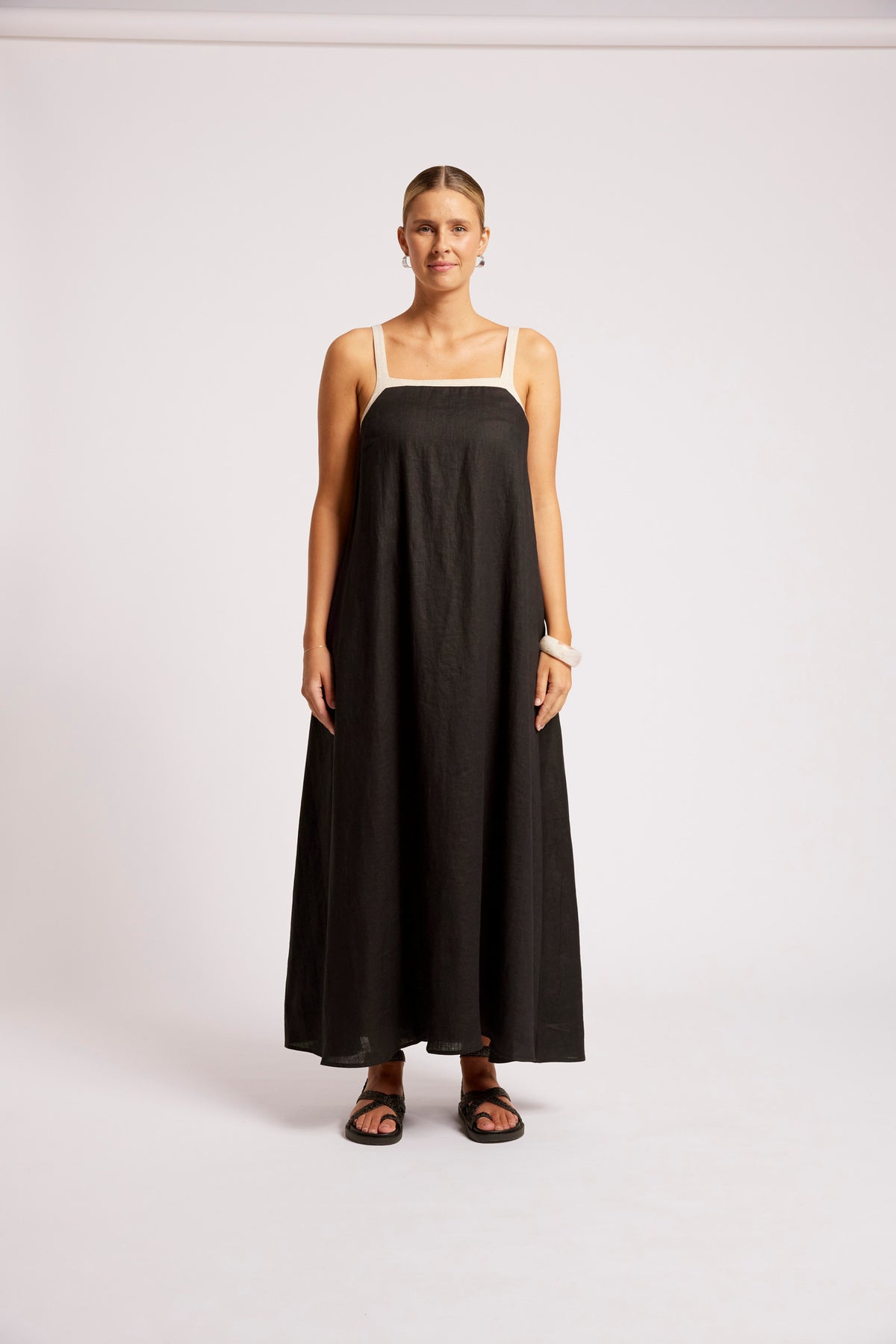 Maris Splice Tank Maxi Dress - Black