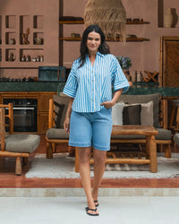 Birdie Long Denim Short / Light Blue Wash