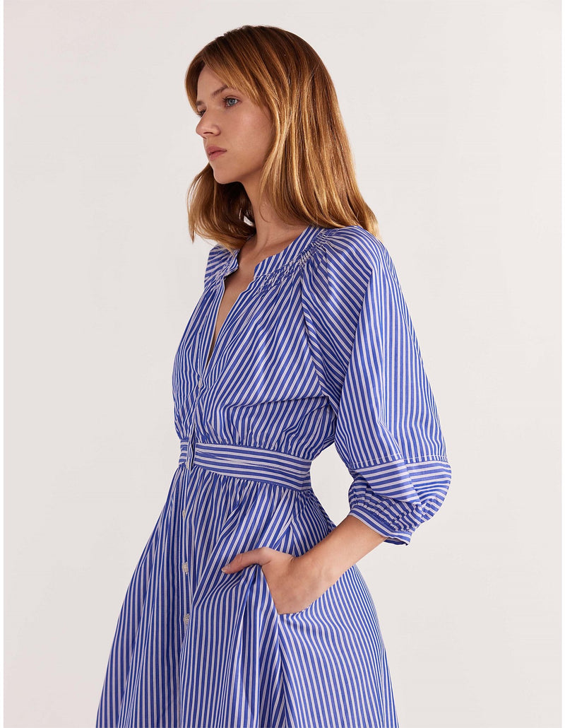 Petra Midi Dress - Blue Stripe