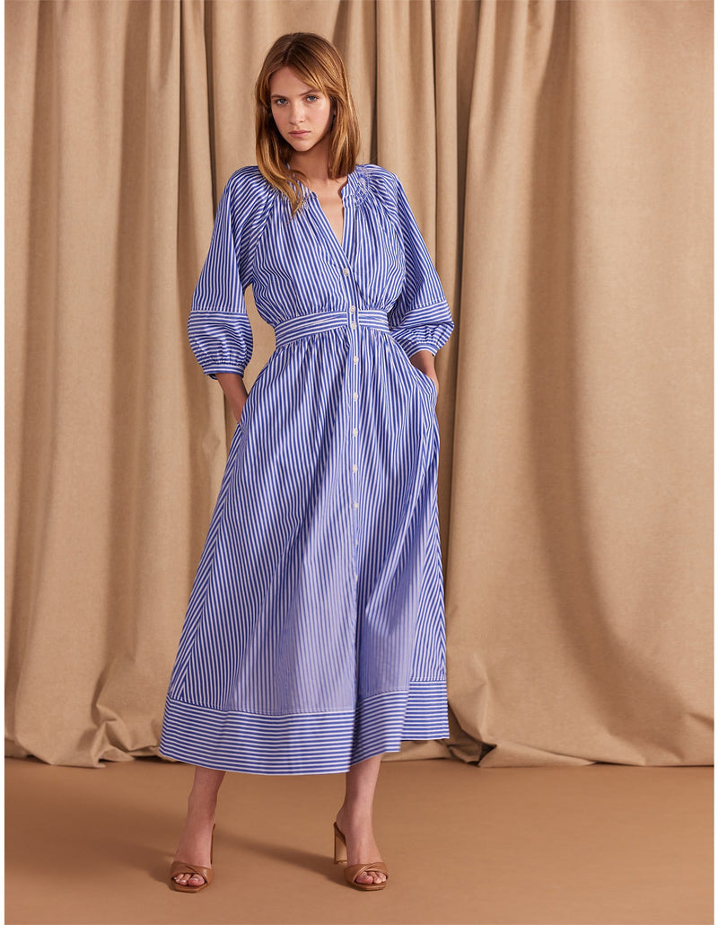 Petra Midi Dress - Blue Stripe