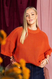 Luela Short Sleeve Knit / Orange