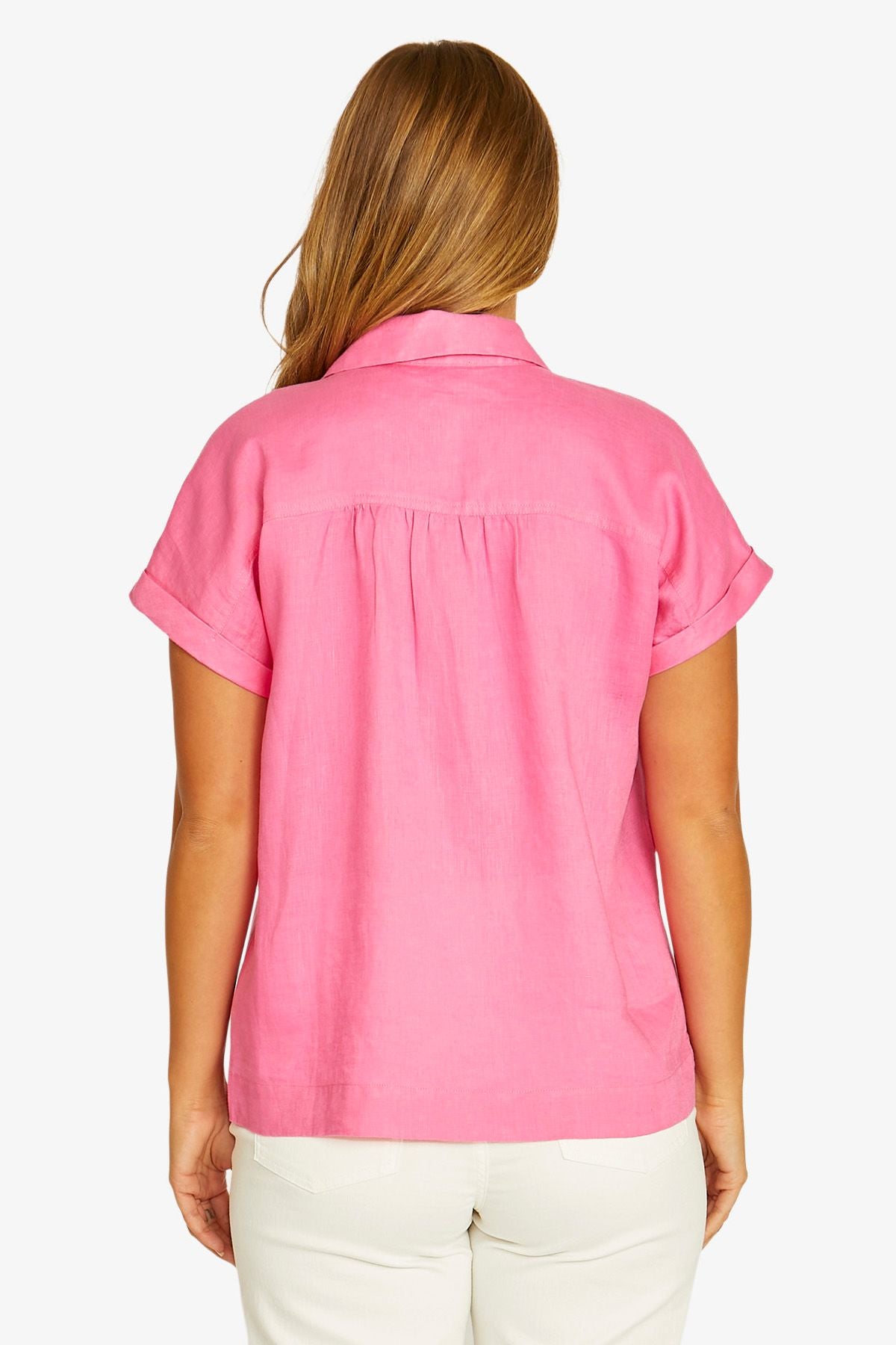 Open Neck S/S Shirt / Hot Pink