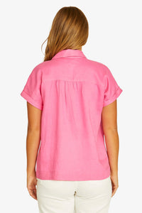 Open Neck S/S Shirt / Hot Pink