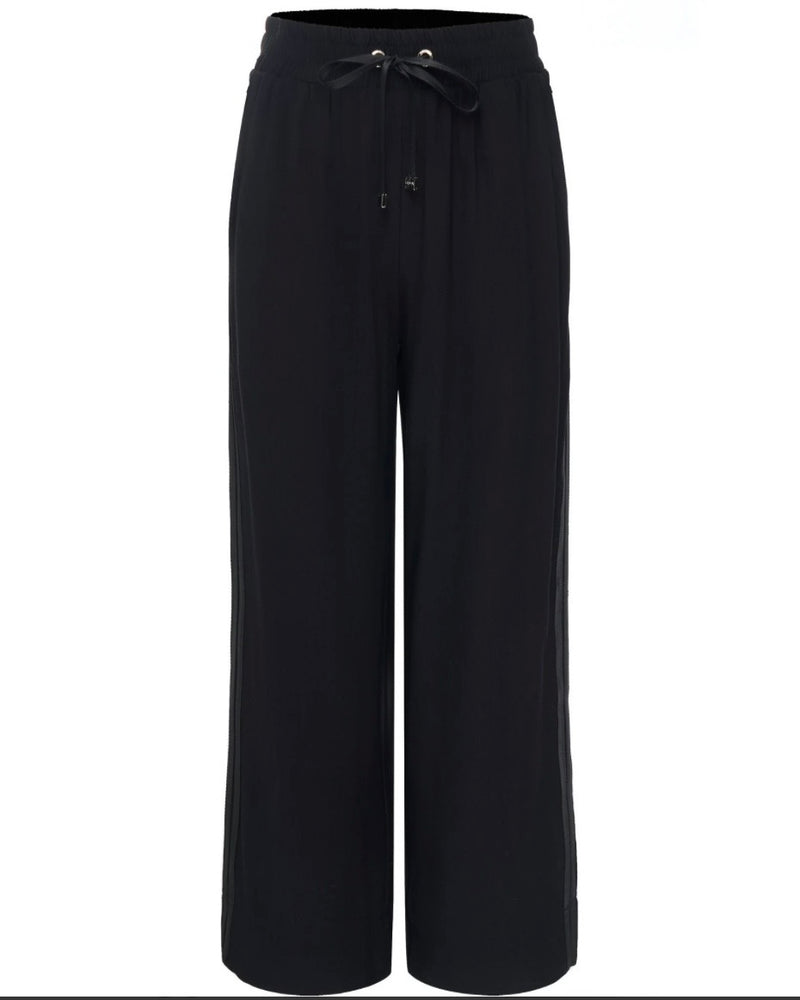Indiana Wide Leg Pant / Black With  Satin
