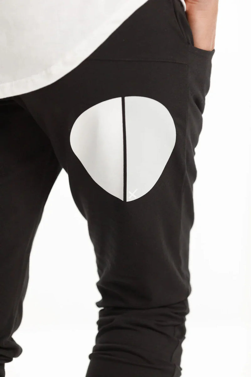 Apartment Pants - Black w White/Grey Cut Circle Dot