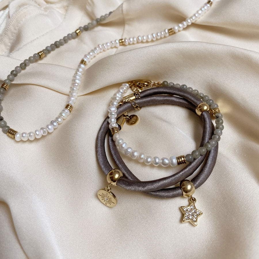 3048-0002 Pure Steel Wrap Bracelet - Taupe Satin