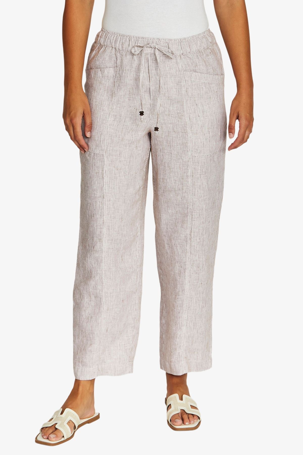 Core Stripe D/String Pant / Chestnut - White