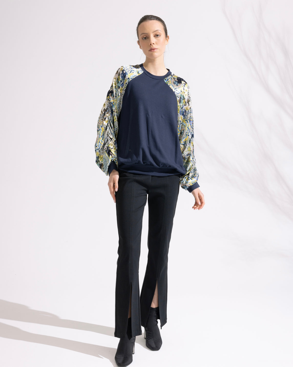 Juno Sweatshirt / Navy + Royal Print