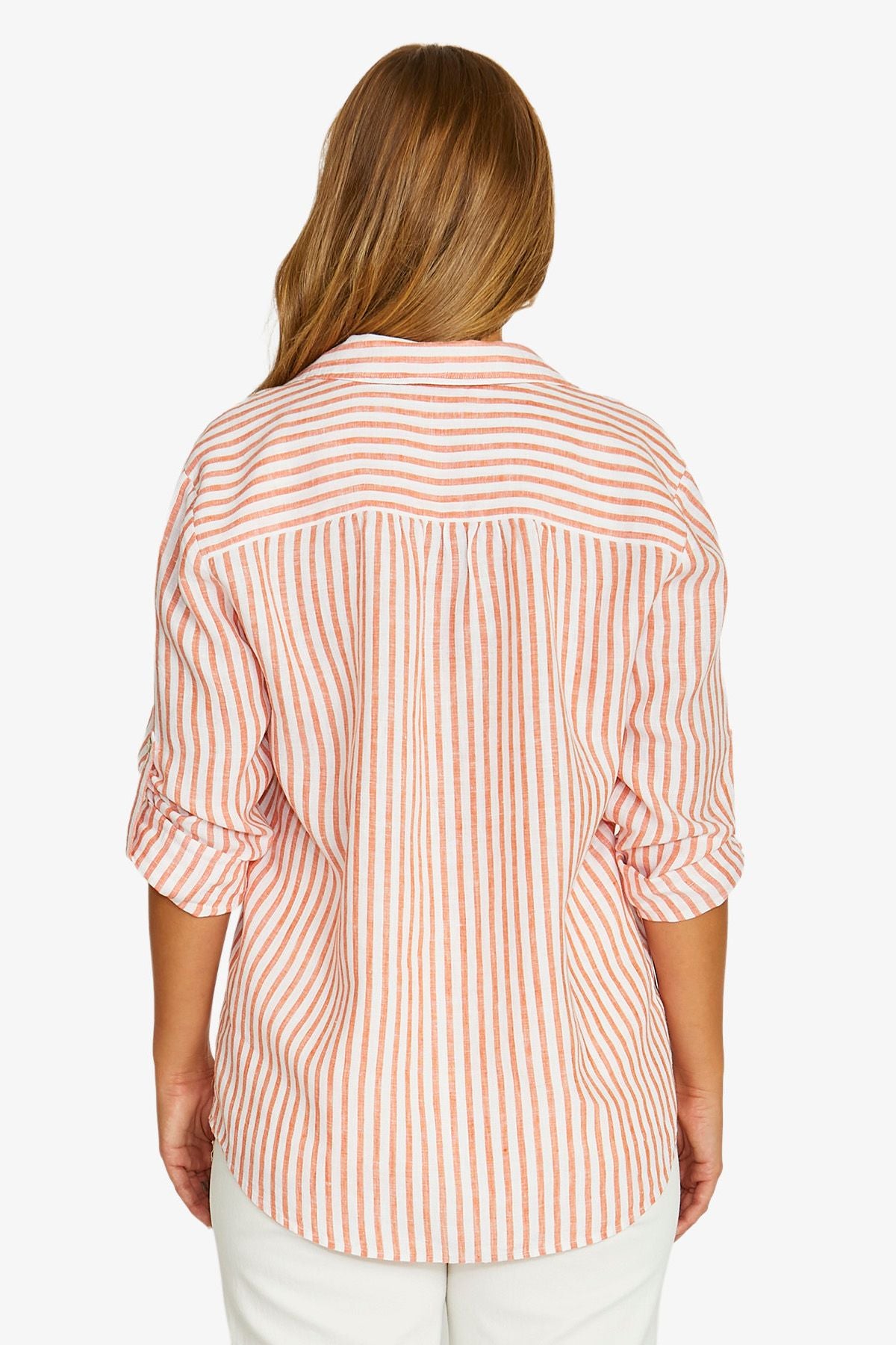 Striped Linen Shirt / Tigerlily - White