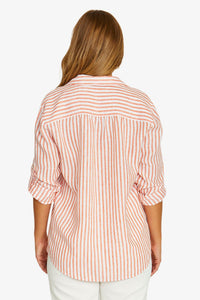 Striped Linen Shirt / Tigerlily - White